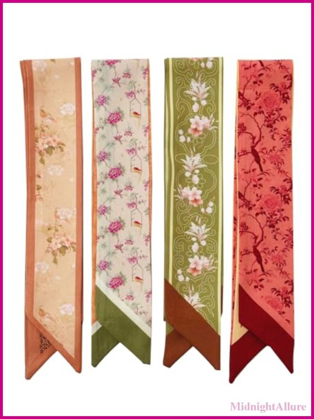 WENLOOY 4 Pack Satin Polyester Long Skinny Scarf Ribbon Sash Belt